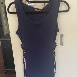Belldini Navy blue top - size M - sleeveless - long - ties at waist NWT